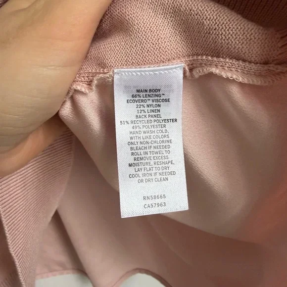 Nordstrom Womens S Blush Pink Linen Blend Knit Sweater Spring Lightweight Modest - Picture 3 of 9